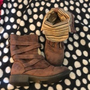 Brown booties (multiple styles to wear)
